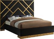 Gold metal / black velvet contemporary bed additional photo 4 of 3