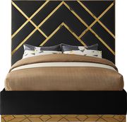 Gold metal / black velvet contemporary king bed by Meridian additional picture 2