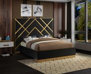 Gold metal / black velvet contemporary king bed by Meridian additional picture 4