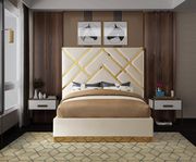 Gold metal / cream velvet contemporary bed by Meridian additional picture 3