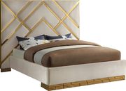 Gold metal / cream velvet contemporary king bed by Meridian additional picture 3