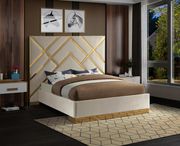 Gold metal / cream velvet contemporary king bed by Meridian additional picture 4