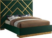 Gold metal / green velvet contemporary king bed by Meridian additional picture 3
