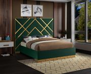 Gold metal / green velvet contemporary king bed by Meridian additional picture 4