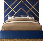 Gold metal / navy velvet contemporary bed by Meridian additional picture 2