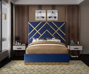 Gold metal / navy velvet contemporary bed by Meridian additional picture 3