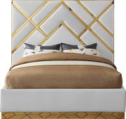 Gold metal / white leatherette contemporary bed by Meridian additional picture 2
