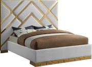 Gold metal / white leatherette king bed by Meridian additional picture 3
