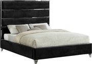 Chrome / black velvet designer platform bed by Meridian additional picture 2
