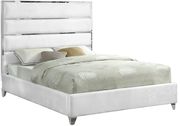 Chrome / white velvet designer king bed by Meridian additional picture 2