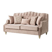 Chesterfield style light beige microfiber sofa by Empire Furniture USA additional picture 5
