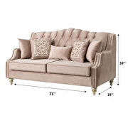 Chesterfield style light beige microfiber loveseat by Empire Furniture USA additional picture 2