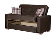 Brown leatherette sofa w/ storage & bed option additional photo 5 of 9