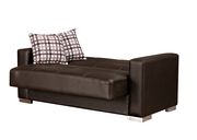 Brown leatherette loveseat w/ storage & bed option additional photo 3 of 2