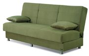 Green microfiber sofa bed w/ storage and pillows by Empire Furniture USA additional picture 2