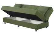 Green microfiber sofa bed w/ storage and pillows additional photo 4 of 5