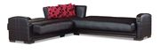 Casual style black leatherette sectional w/ storage additional photo 4 of 6