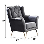 Tufted low-profile gray fabric chair w/ gold accents by Empire Furniture USA additional picture 2