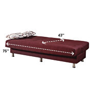 Burgundy fabric sleeper sofa w/ storage by Empire Furniture USA additional picture 4