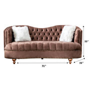 Brown traditional style velvet loveseat by Empire Furniture USA additional picture 3