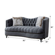 Gray traditional style velvet loveseat by Empire Furniture USA additional picture 2