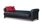 Black sofa bed with storage and red pillows additional photo 3 of 3
