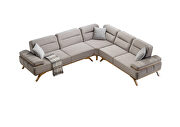 Contemporary gray velvet sectional with gold trim by Empire Furniture USA additional picture 2