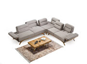 Contemporary gray velvet sectional with gold trim by Empire Furniture USA additional picture 3