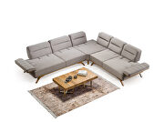 Contemporary gray velvet sectional with gold trim by Empire Furniture USA additional picture 4