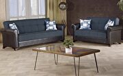 Espresso / dark blue sofa bed w/ storage by Empire Furniture USA additional picture 8