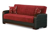 Passion red fabric / black leatherette sofa w/ storage additional photo 2 of 7