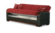 Passion red fabric / black leatherette sofa w/ storage by Empire Furniture USA additional picture 4