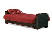 Passion red fabric / black leatherette sofa w/ storage additional photo 5 of 7
