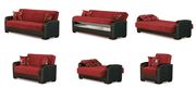 Passion red fabric / black leatherette sofa w/ storage by Empire Furniture USA additional picture 6