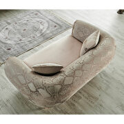 Cream velvet fabric sofa w/ gold trim by Empire Furniture USA additional picture 2