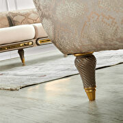 Cream velvet fabric sofa w/ gold trim by Empire Furniture USA additional picture 3