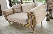 Cream velvet fabric sofa w/ gold trim by Empire Furniture USA additional picture 4