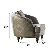 Cream velvet fabric sofa w/ gold trim by Empire Furniture USA additional picture 7