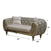 Cream velvet fabric loveseat w/ gold trim by Empire Furniture USA additional picture 2