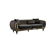 Black velvet fabric sofa w/ gold trim by Empire Furniture USA additional picture 2