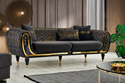 Black velvet fabric sofa w/ gold trim by Empire Furniture USA additional picture 3