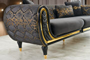 Black velvet fabric sofa w/ gold trim by Empire Furniture USA additional picture 4