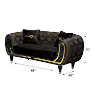 Black velvet fabric sofa w/ gold trim by Empire Furniture USA additional picture 6