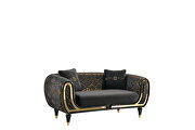 Black velvet fabric sofa w/ gold trim by Empire Furniture USA additional picture 7