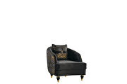 Black velvet fabric sofa w/ gold trim by Empire Furniture USA additional picture 9