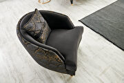 Black velvet fabric sofa w/ gold trim by Empire Furniture USA additional picture 10