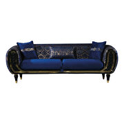 Blue velvet fabric sofa w/ gold trim by Empire Furniture USA additional picture 5