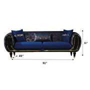Blue velvet fabric sofa w/ gold trim by Empire Furniture USA additional picture 6
