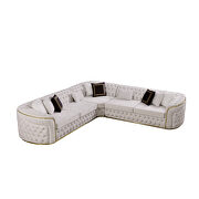 Light beige fabric square tufted sectional by Empire Furniture USA additional picture 2