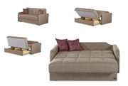 Contemporary sand chenille fabric sleeper sofa additional photo 3 of 5